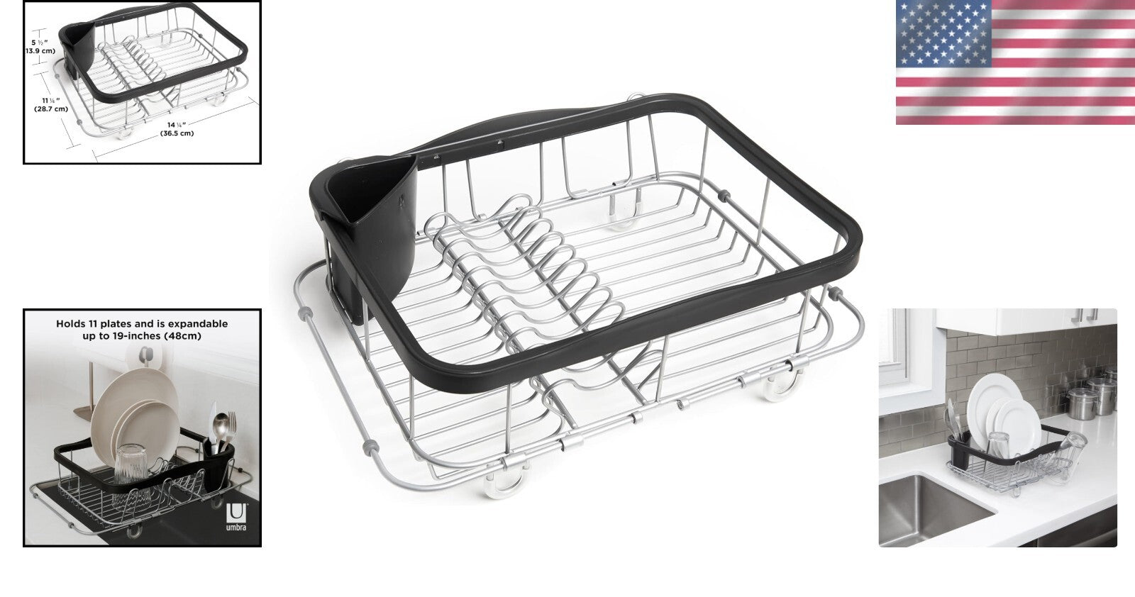 Stylish Sink Drying Rack with Cup Holders - Durable & Compact Kitchen Solution