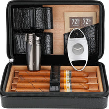 Load image into Gallery viewer, Portable Crocodile Pattern Cigar Case with Lighter &amp; Cutter - Perfect for Travel