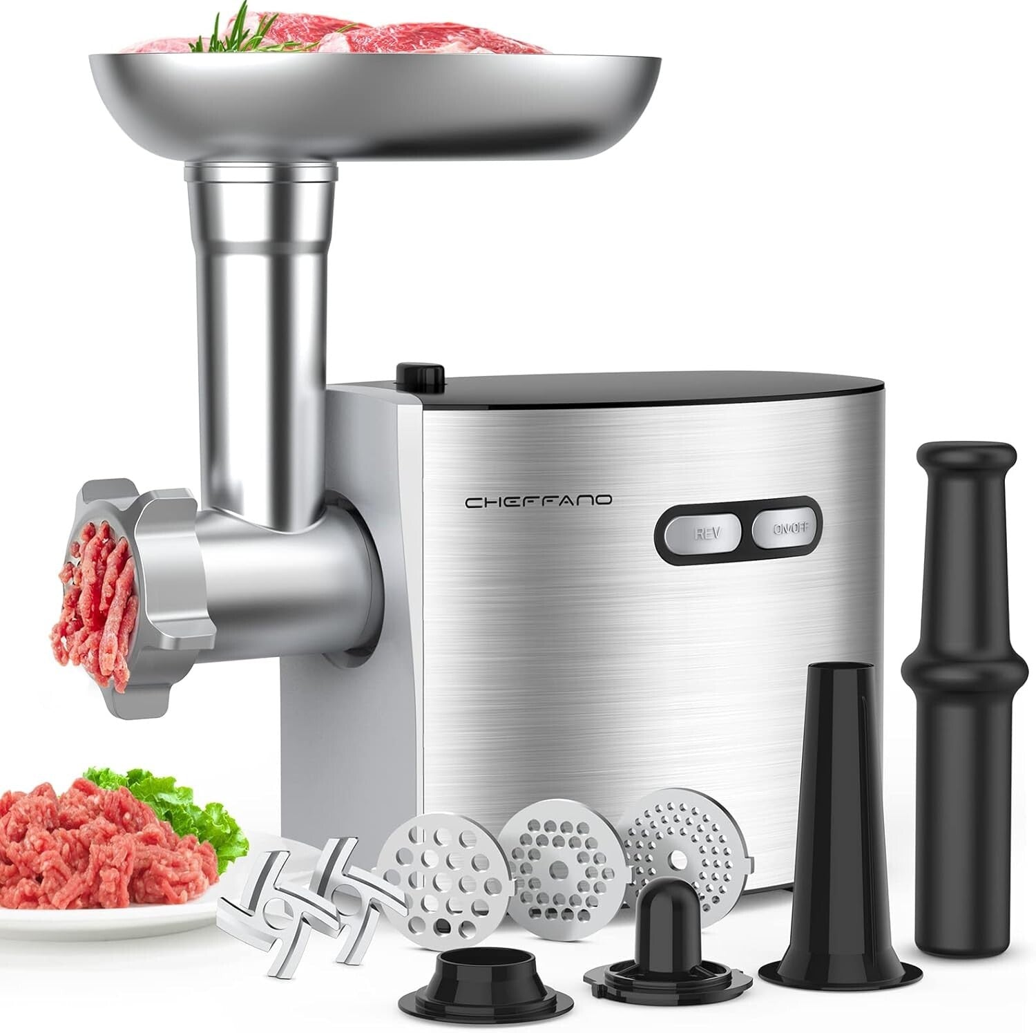 Stainless Steel Meat Grinder Machine - 180 lbs/hour Heavy-Duty with Sausage Kit