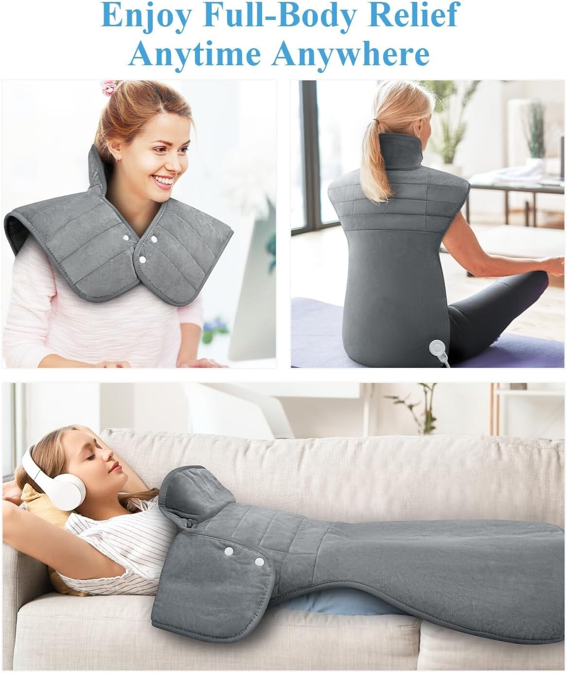 Soft & Adjustable Heating Pad for Back Pain - 2 Hour Auto-Off, Ideal Gift Option