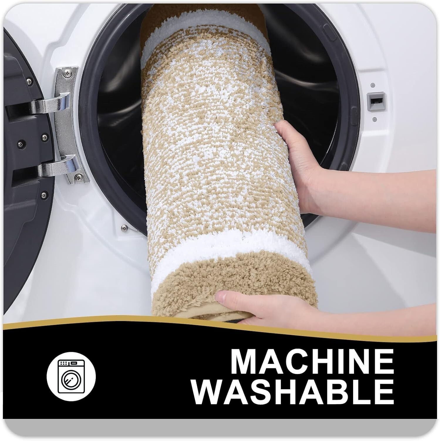 Absorbent Non-Slip 3-Piece Microfiber Bathroom Rugs Set - Elegant Beige Design