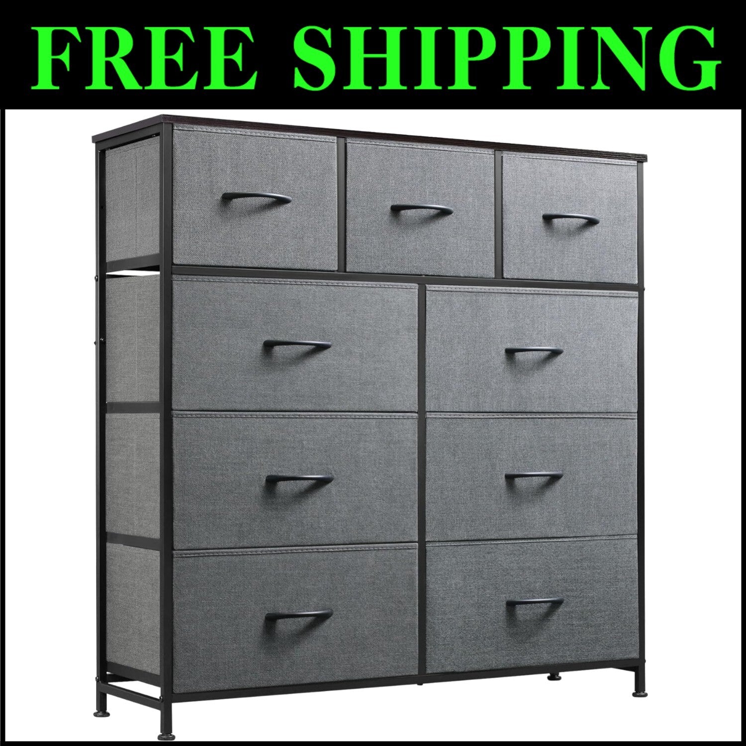 9-Drawer Tall Storage Unit for Bedroom & Entryway - Dark Grey Organized Elegance