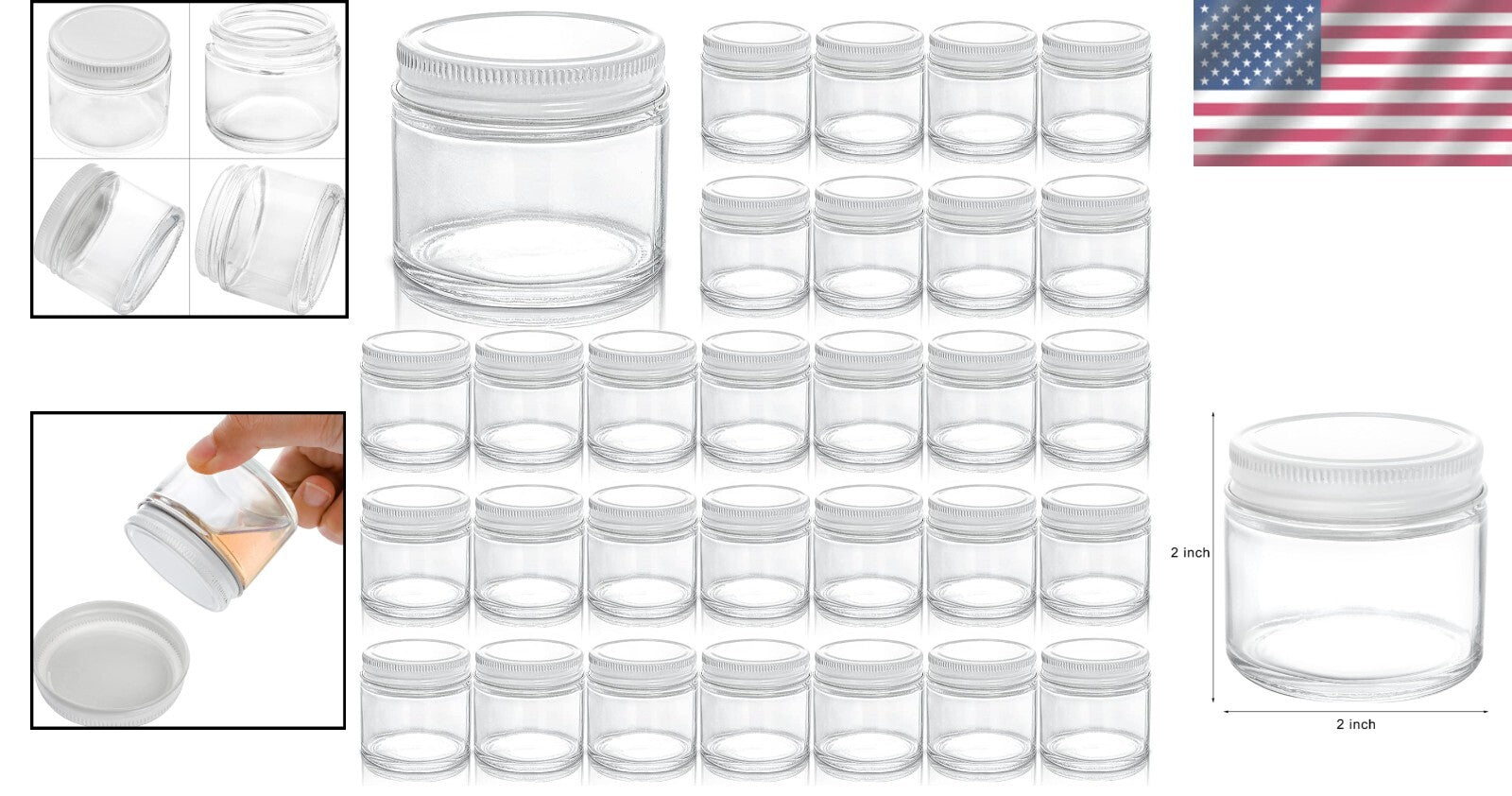 Mini 2 Oz Glass Jars with Airtight Lids - Versatile Storage for DIY & Gifts