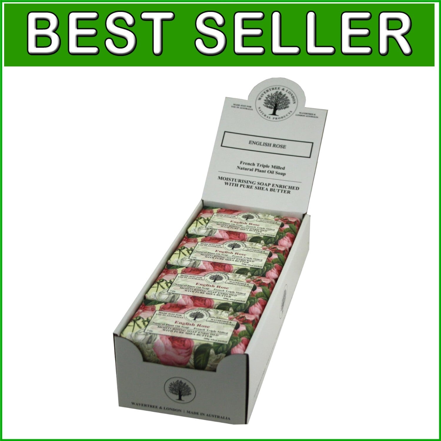 8 Bars of English Rose Scented Shea Butter Soap - French Triple Milled Luxury