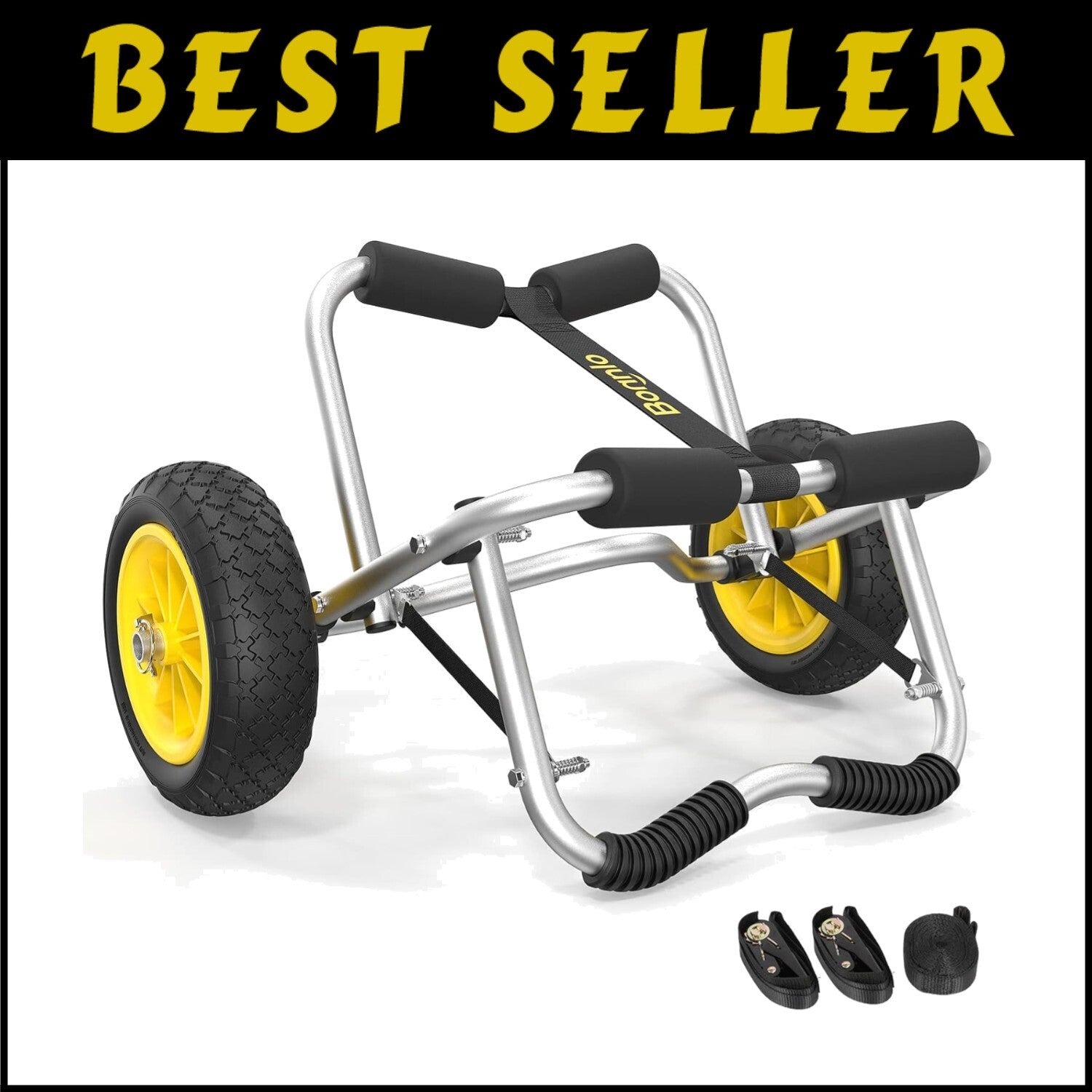 Durable Kayak Carrier Dolly - Foldable with Double Kickstand & Airless Wheels