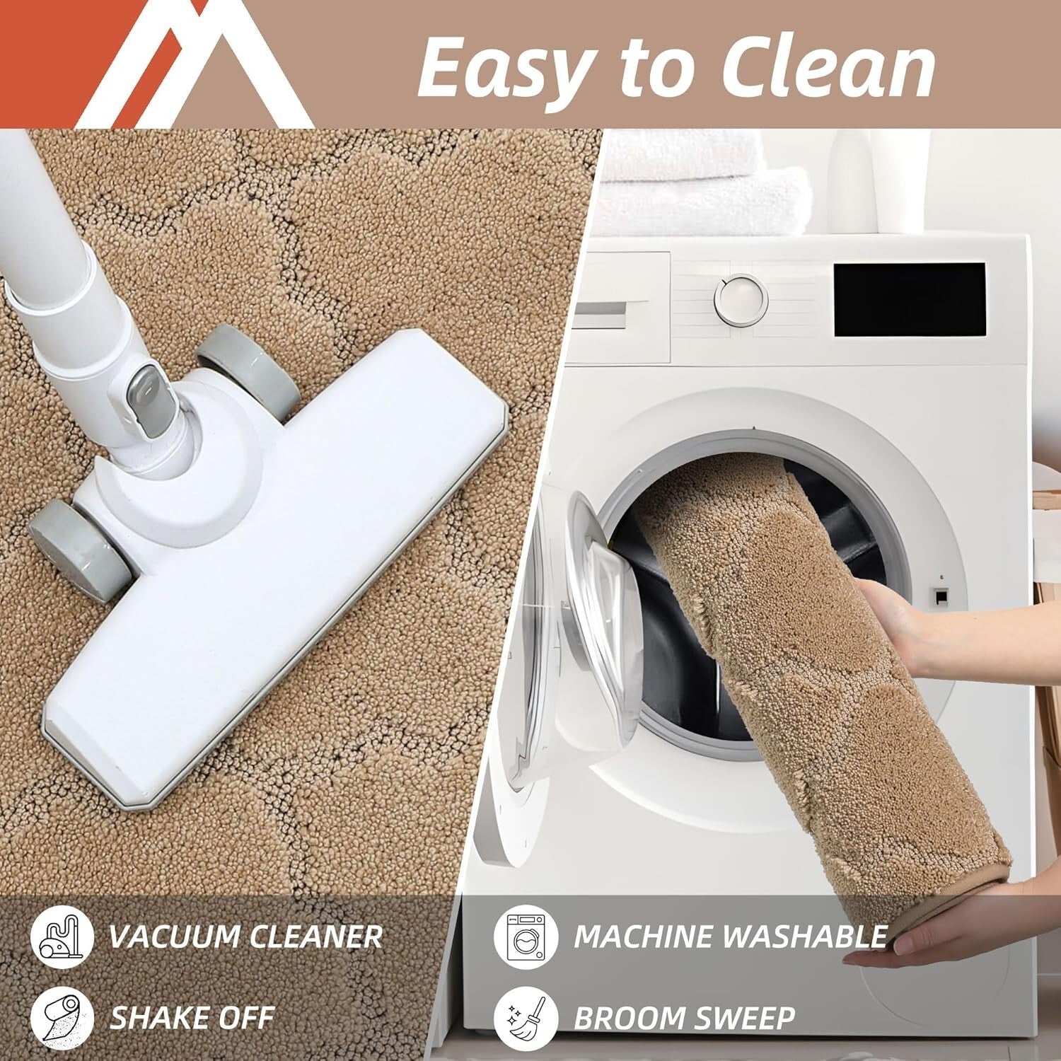 Soft, High Pile Kitchen Rugs [2 PCS] - Water-Resistant & Machine Washable