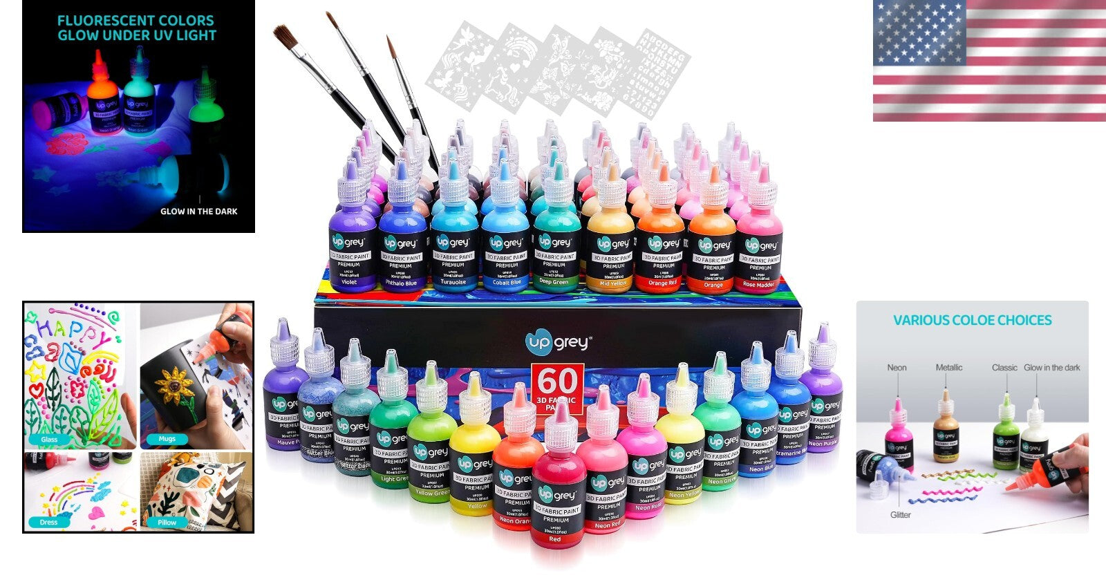 60 Shades of Non-Toxic Fabric Paint - 3D Texture, Easy Application, All Projects