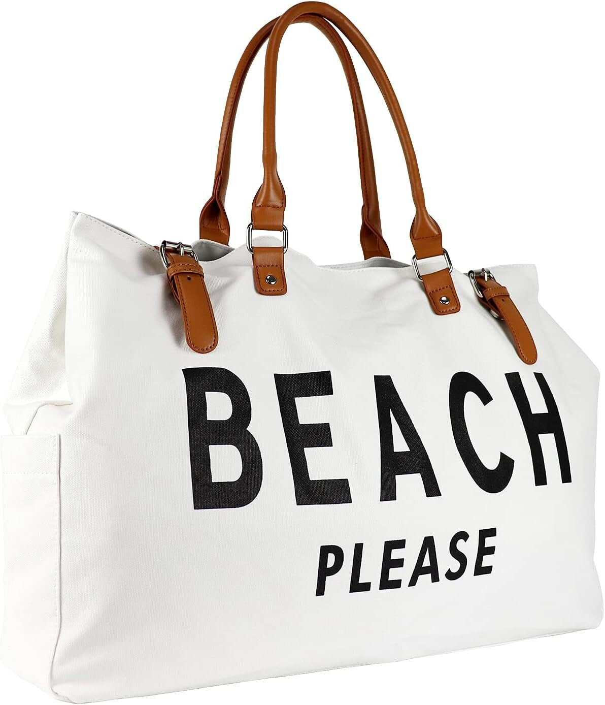 Stylish Waterproof Beach Bag with Vegan Leather Handle - Ideal for Travel & Fun