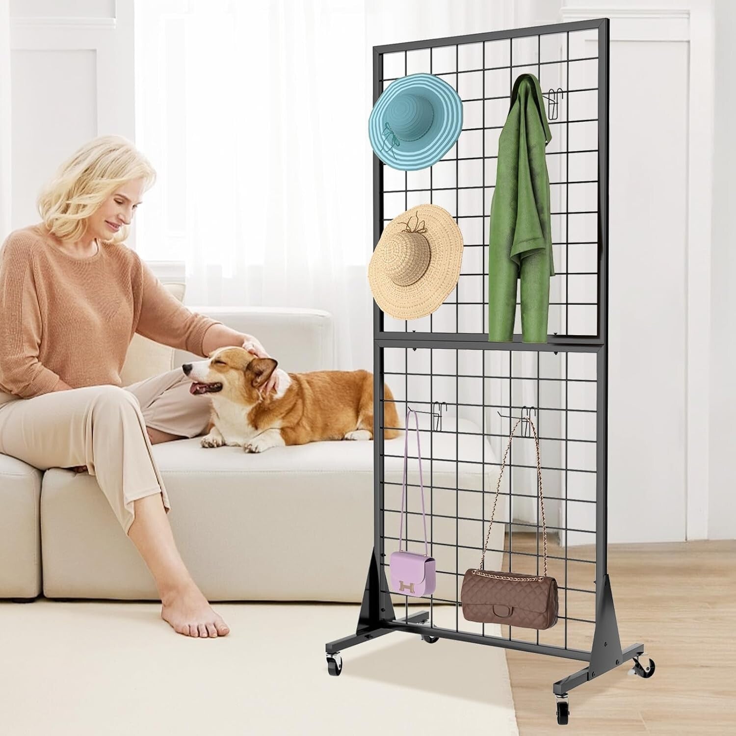 4-Pack Heavy-Duty Gridwall Display Stands with Triangle Base - Retail Essential