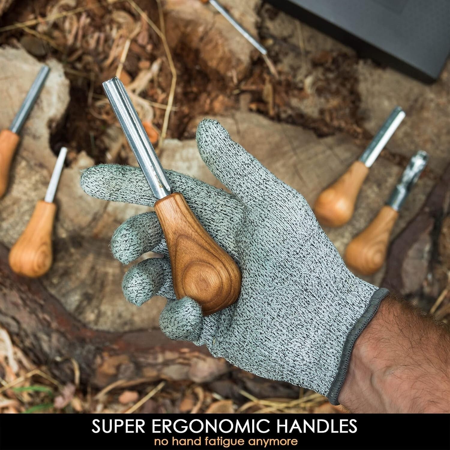 Professional Wood Carving Tools Kit - Ergonomic Palm Gouges for Precision
