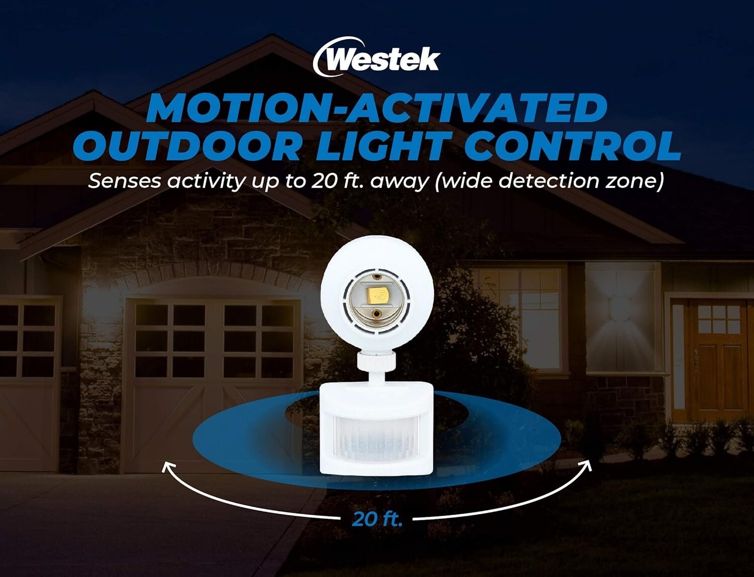 Automated Outdoor Motion Sensor Light Socket - Easy Screw-In Setup, 2 Pack