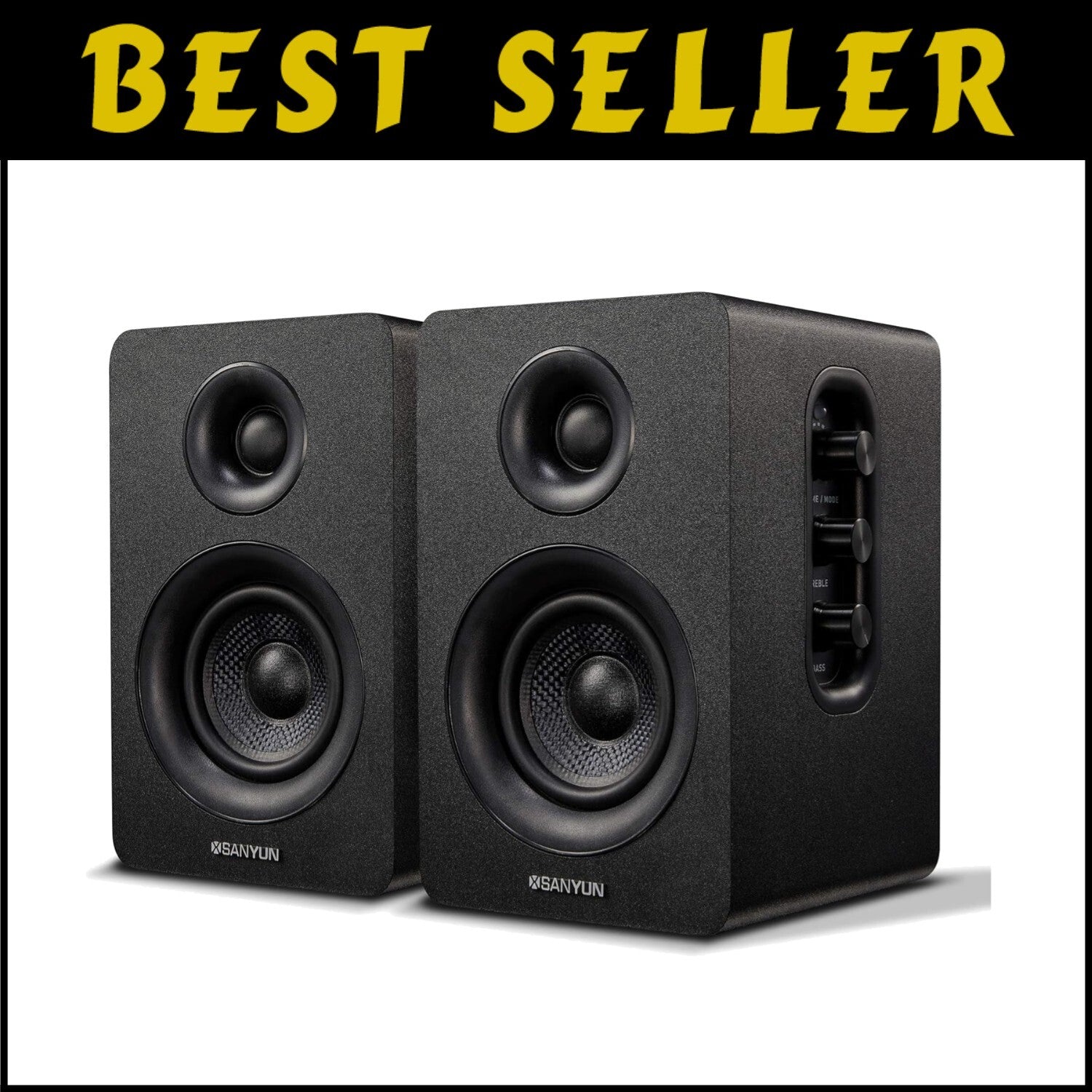 HiFi Bluetooth 5.0 Bookshelf Speakers - 60W Carbon Fiber Unit for Ultimate Sound