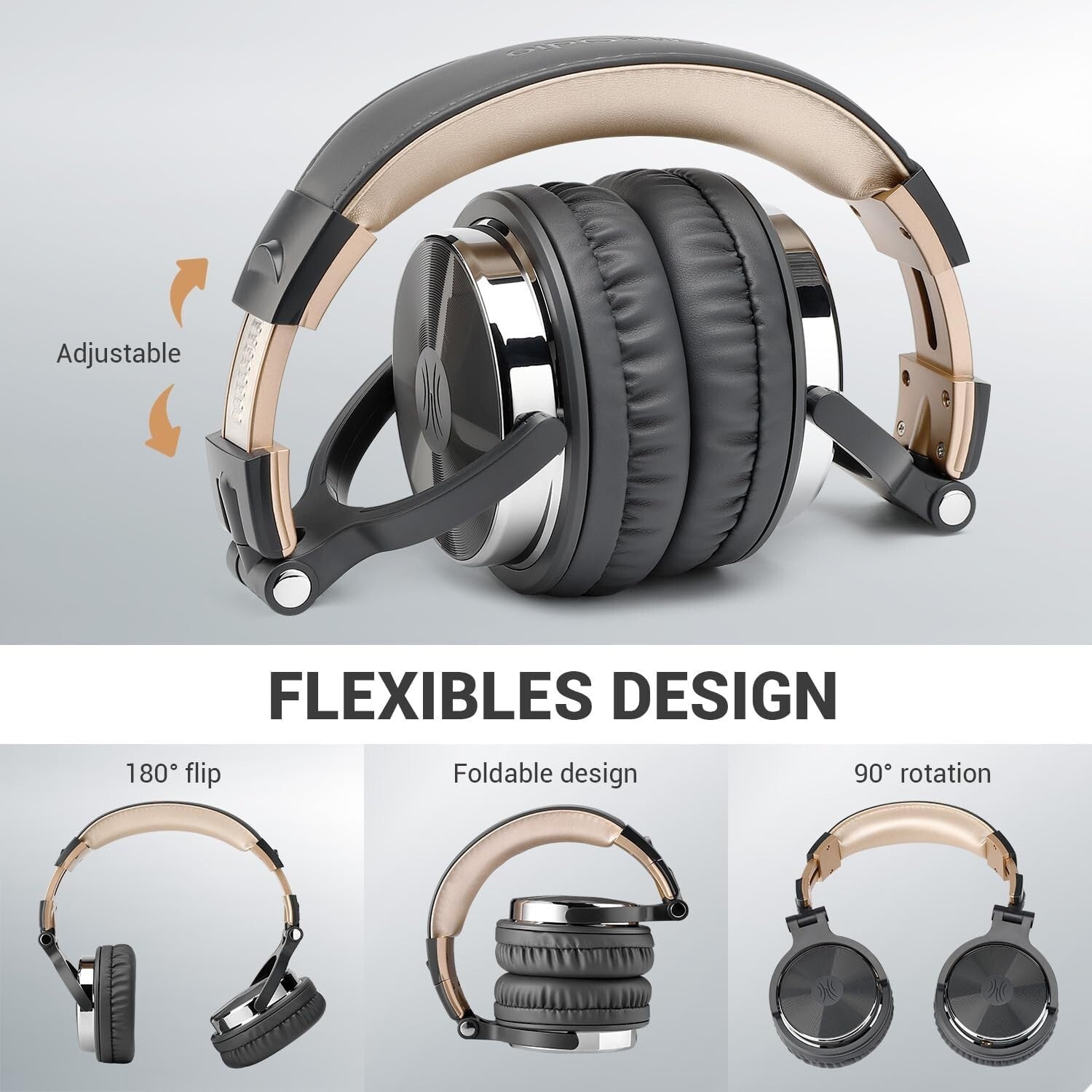 High-Sensitivity Studio Headphones with Adjustable Headband & Carrying Case