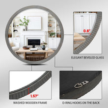 Load image into Gallery viewer, Versatile 35" Beveled Round Mirror - Antique Style for Entryway &amp; Living Room
