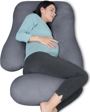Load image into Gallery viewer, Premium U-Shaped Full Body Maternity Pillow with Removable Cover - Dark Grey