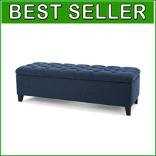 Load image into Gallery viewer, Luxurious Dark Blue Ottoman Bench - Functional Storage &amp; Extra Seating, 51" Wide