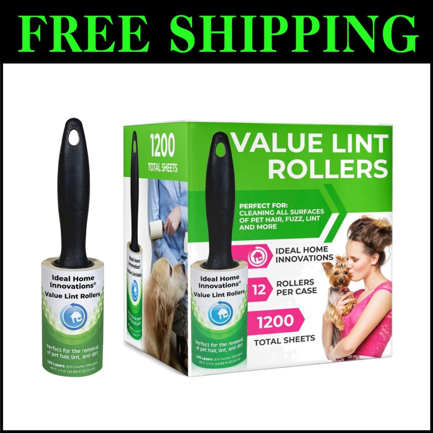 Bulk Value Lint Rollers - 12 Pack for Effortless Pet Hair and Lint Removal