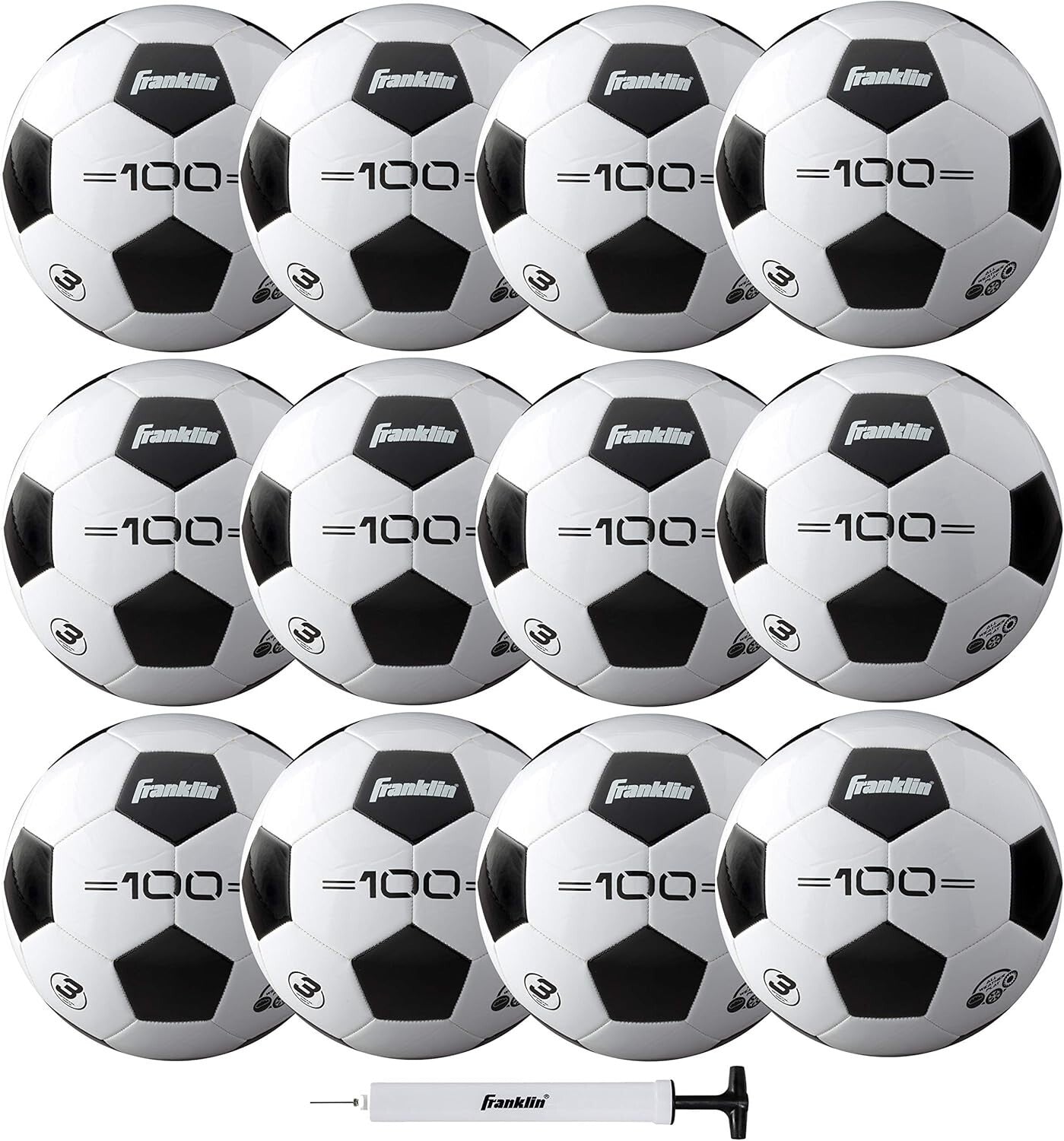 All-Weather Soccer Balls in Sizes 3, 4 & 5 - Soft PVC Construction, Pack of 12