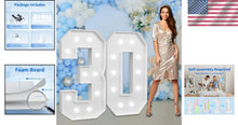 Load image into Gallery viewer, DIY 30th Birthday Marquee Number Kit with String Lights - 4ft Decoration