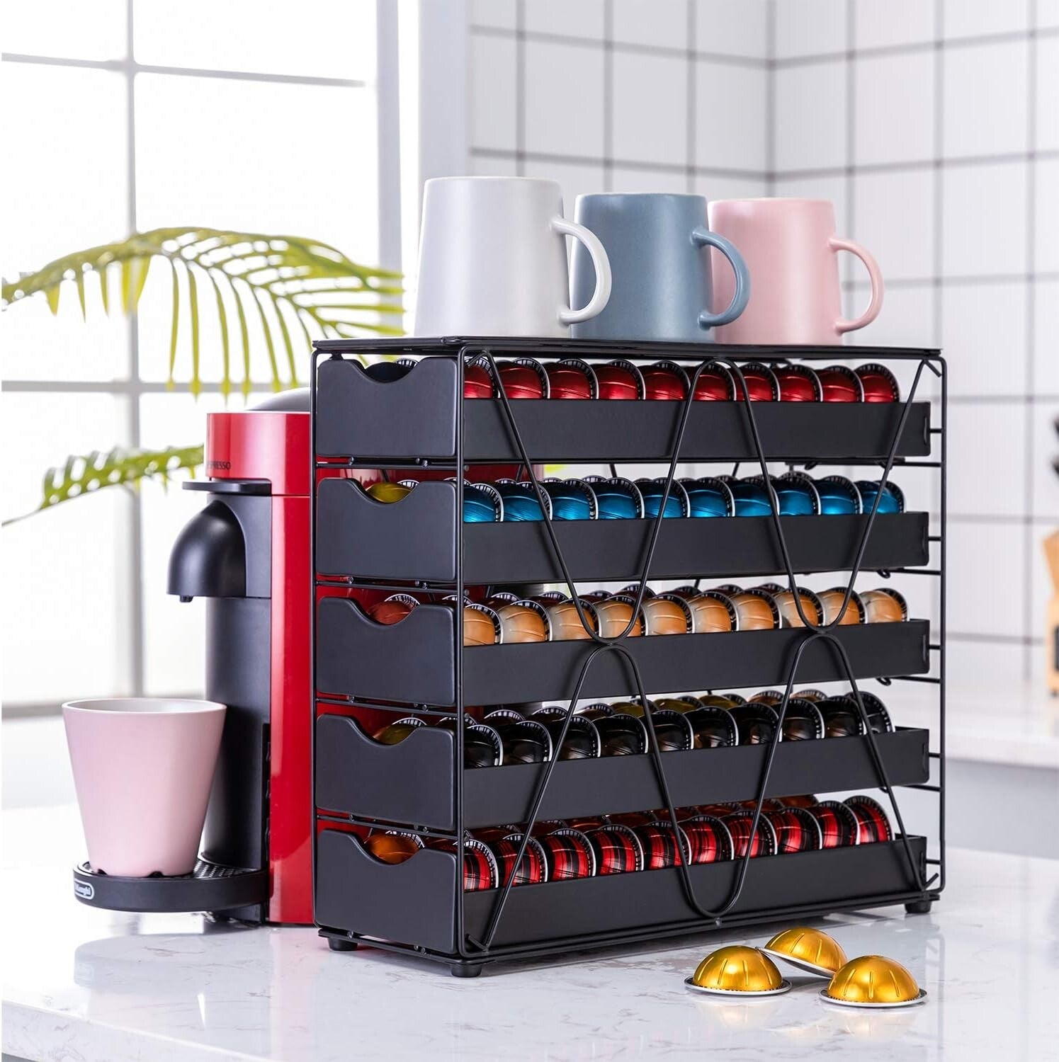 Elegant 4-Tier Nespresso Pod Holder - Organizes Up to 80 Vertuo Coffee Pods