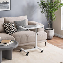 Load image into Gallery viewer, Height Adjustable Mobile Laptop Desk Cart - Ergonomic White Overbed Solution