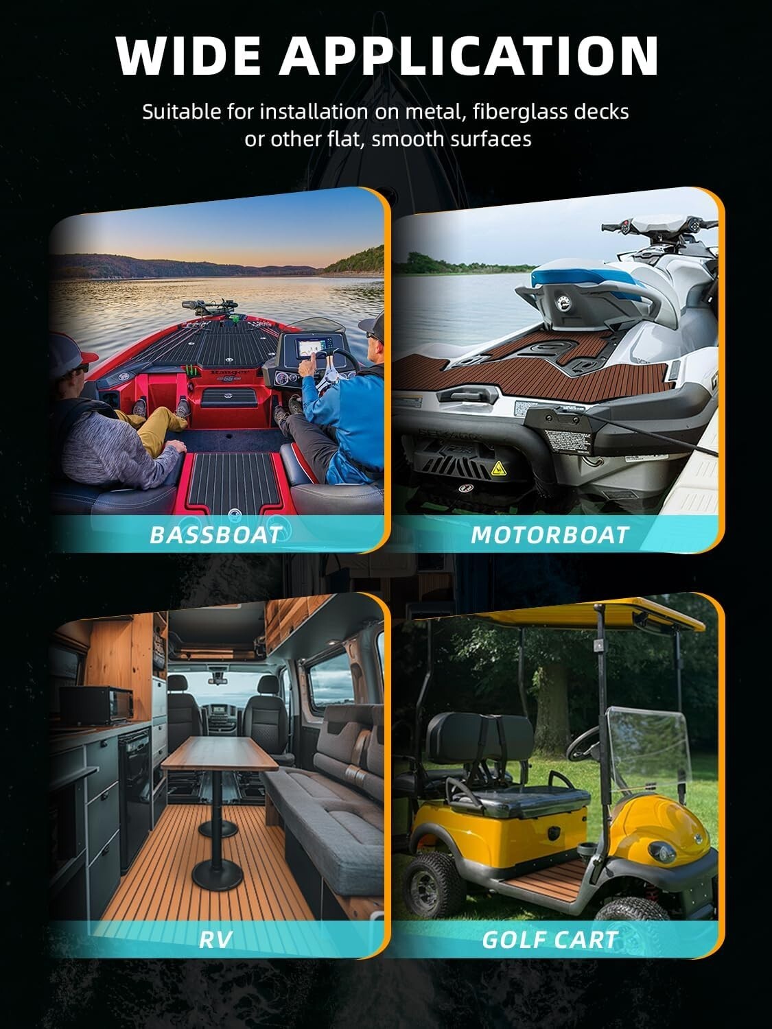 Customizable EVA Marine Decking - Self-Adhesive Faux Teak for Yachts & Kayaks