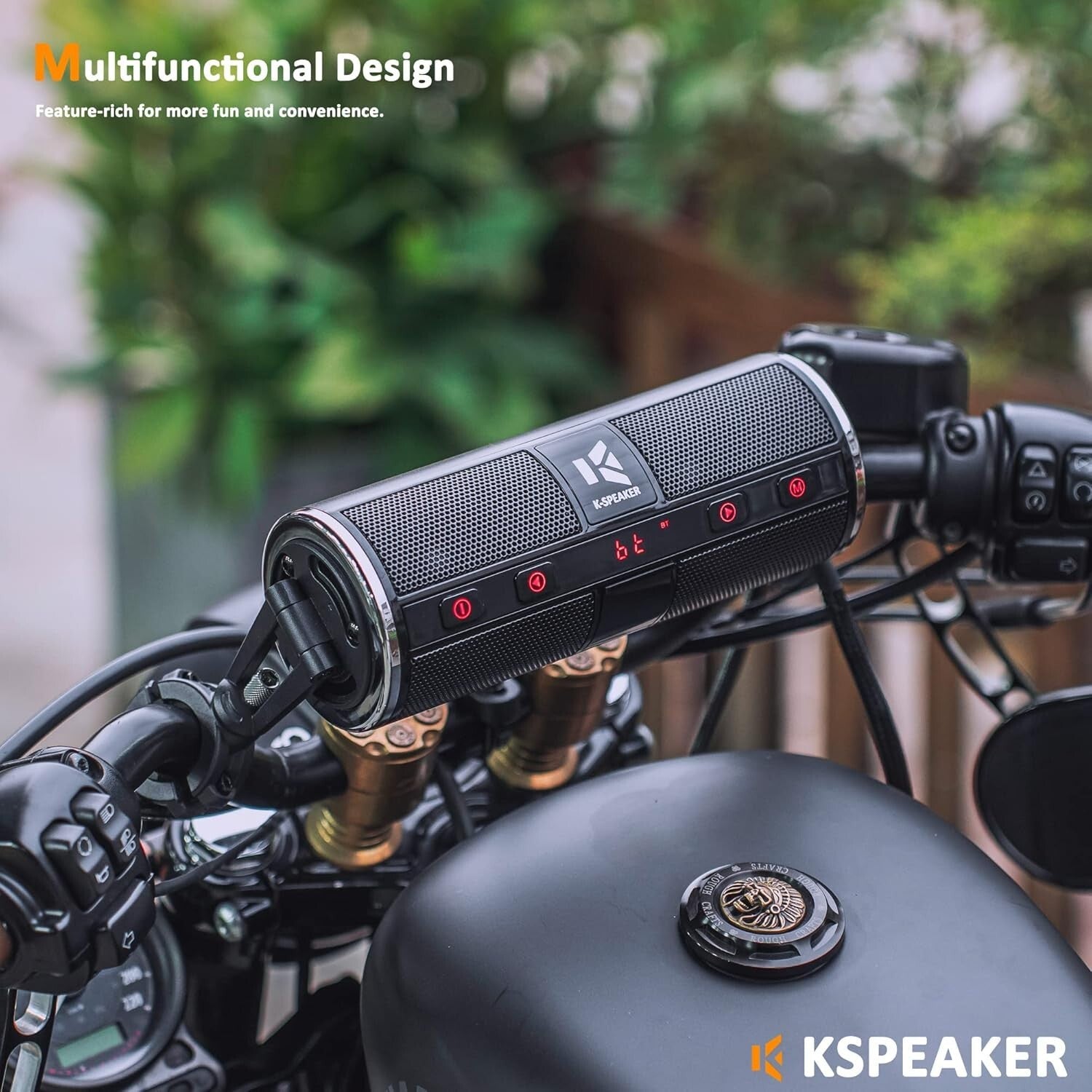 Outdoor Motorcycle Speakers with Bluetooth Control and FM Radio Functionality
