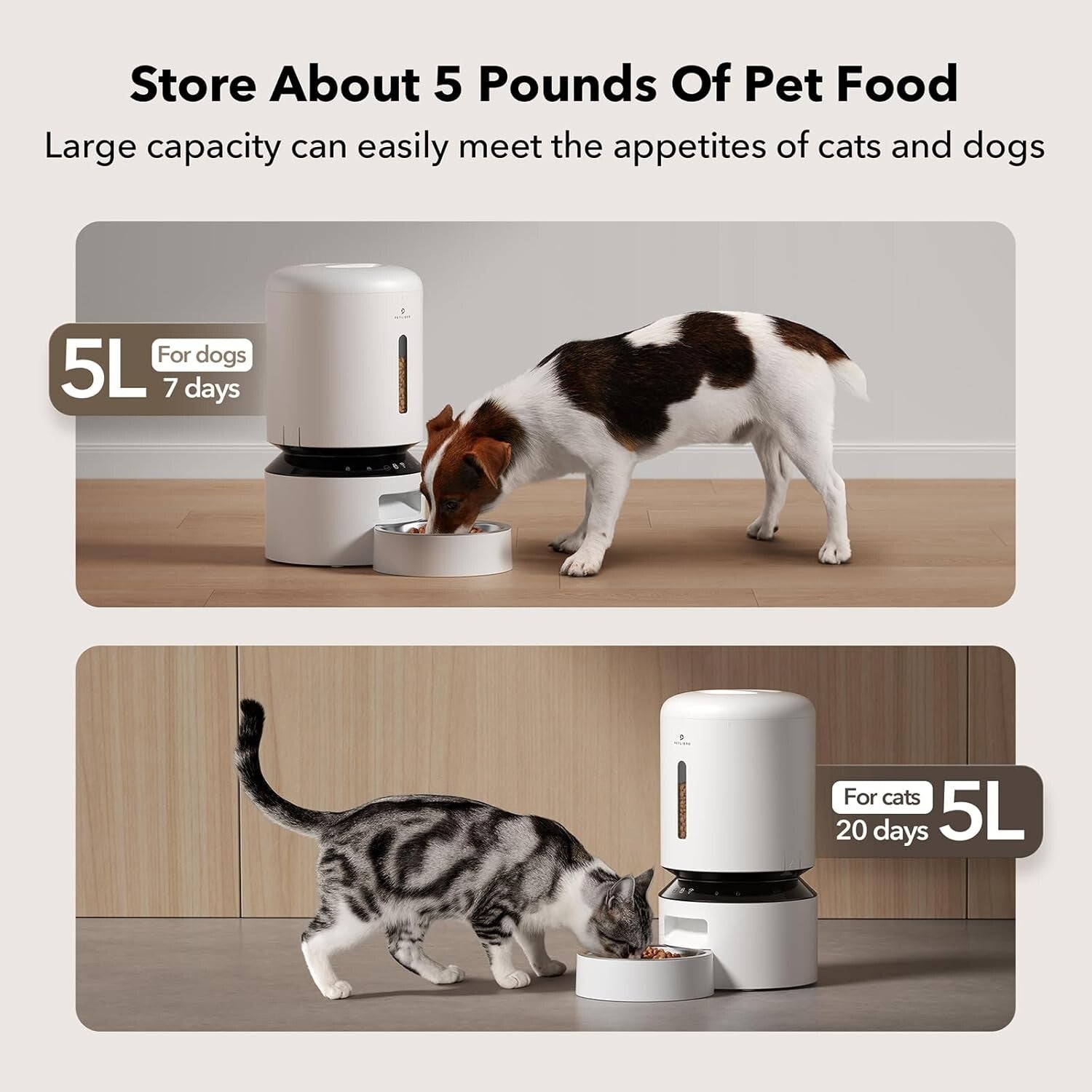 Convenient 5L Smart Pet Feeder with Freshness Preservation & Meal Scheduling