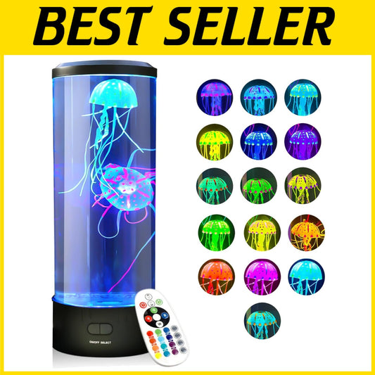16-Color Changing Jellyfish Aquarium Lamp - LED Night Light with Remote Control