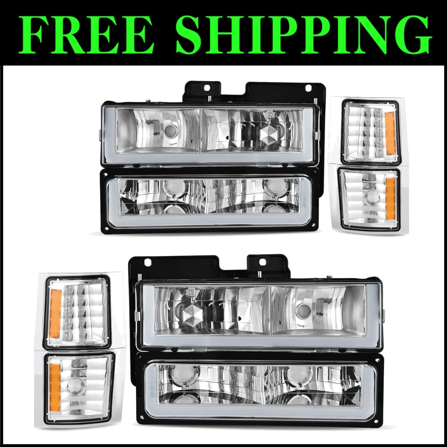 Weather-Sealed LED Headlights for 1994-1999 Chevy C/K Series, Impact-Resistant