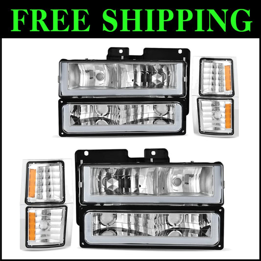 Weather-Sealed LED Headlights for 1994-1999 Chevy C/K Series, Impact-Resistant