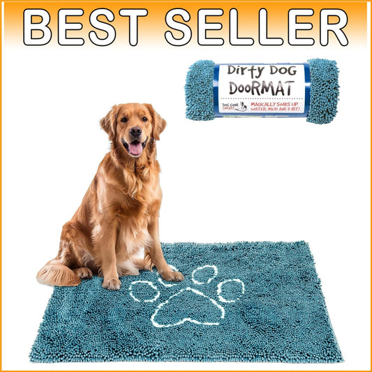 Versatile Pacific Blue Dog Door Mat - Absorbs Mud & Water Fast, Machine Washable