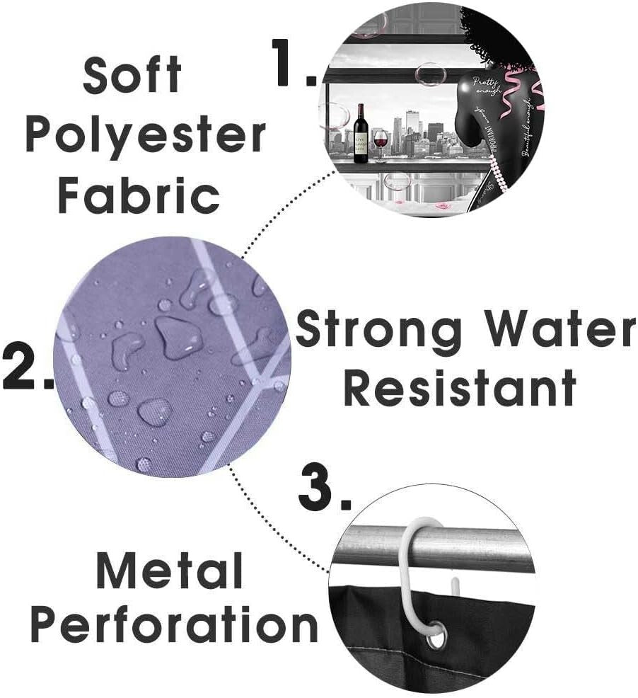 4PCS African American Shower Curtain & Rug Set - Inspiring 'I Am Enough' Design