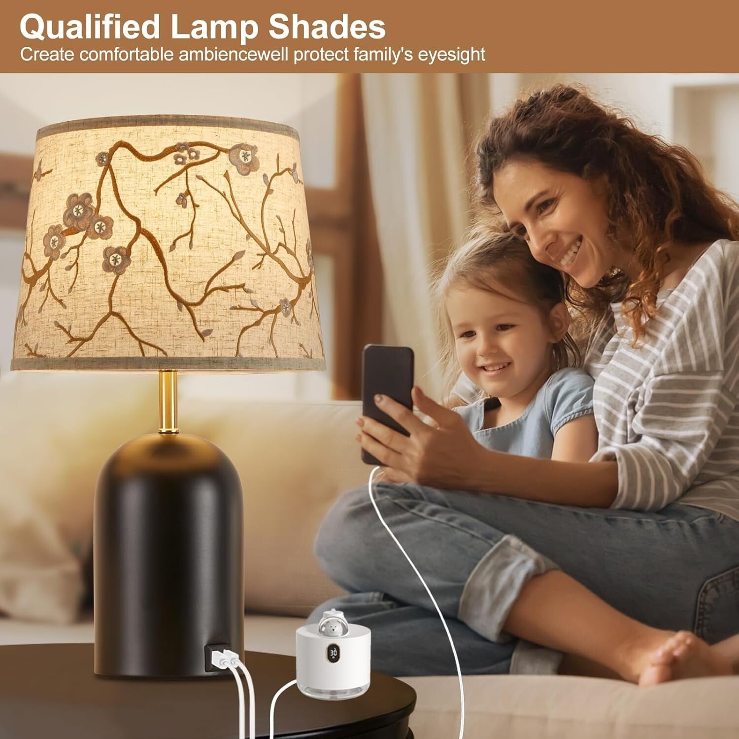 Elegant Lampshades Set of 2 with Floral Design - Ideal for Table & Floor Lamps