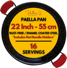 Load image into Gallery viewer, Easy-Clean 22 Inch Enameled Paella Skillet for Large Gatherings &amp; Outdoor Feasts