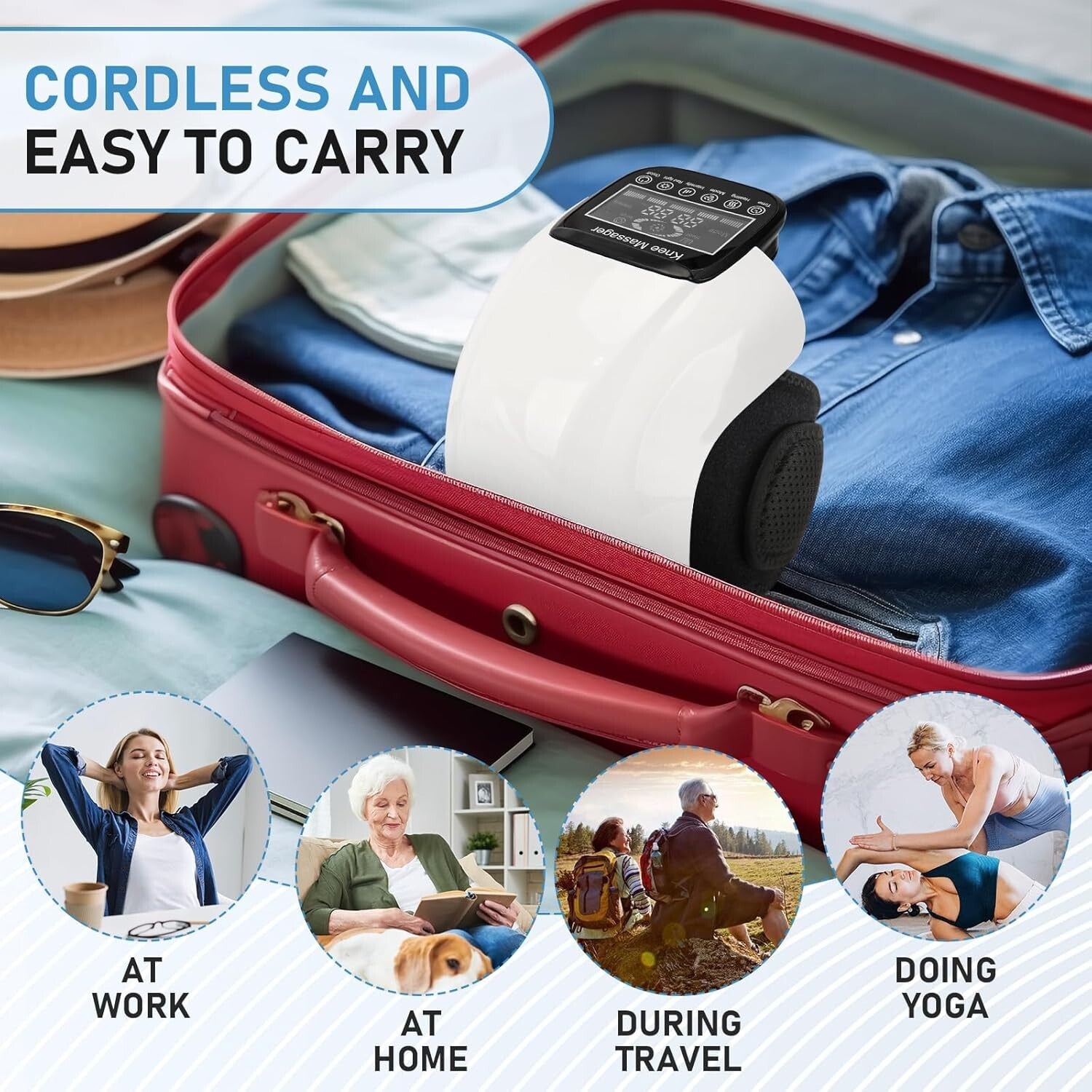 Multi-Function Knee and Shoulder Massager - Rechargeable with Red Light Therapy