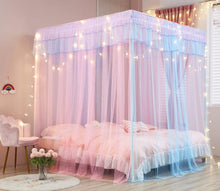 Load image into Gallery viewer, Vibrant Princess Bed Canopy with Star Lights &amp; Insect Protection - Queen Size