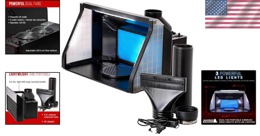 Portable Airbrush Paint Booth with Powerful Extraction & Built-in LED Lighting