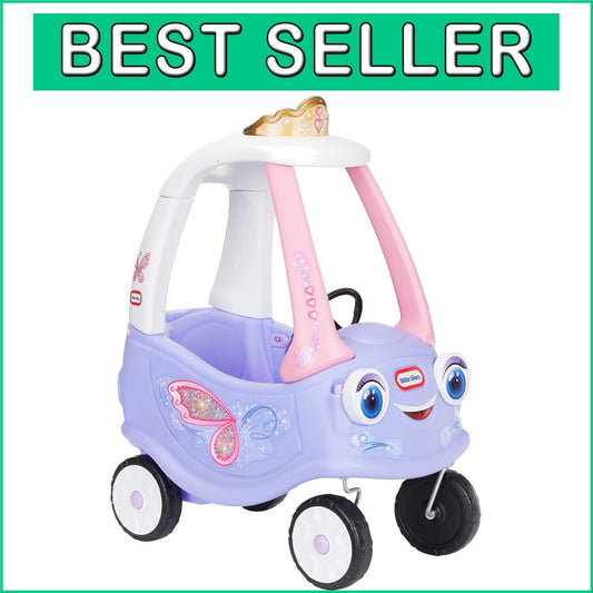 Children's Fairy Cozy Coupe with 360-Degree Front Wheels - Imaginative Ride-On