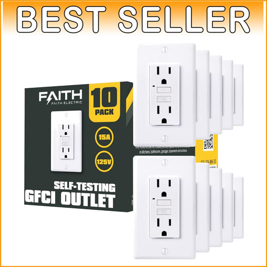 ETL Listed 15A GFCI Outlets - Slim Design for Easy Home Installation (10 Pack)