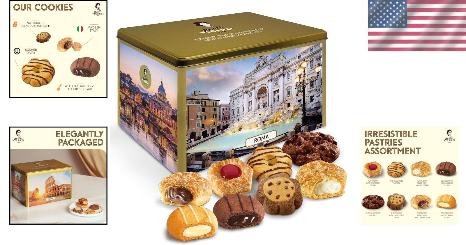 Charming Roma Cookie Gift Tin with Assorted Pastries - Perfect for Any Occasion