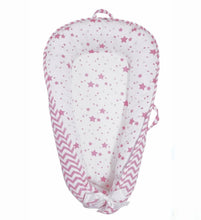 Load image into Gallery viewer, Organic Cotton Baby Nest Lounger - Reversible Adjustable Pink Star Collection