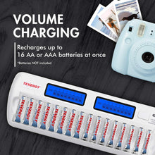 Load image into Gallery viewer, Effortless 16-Bay AA/AAA Battery Charger with LCD Status - Home &amp; Travel Ready