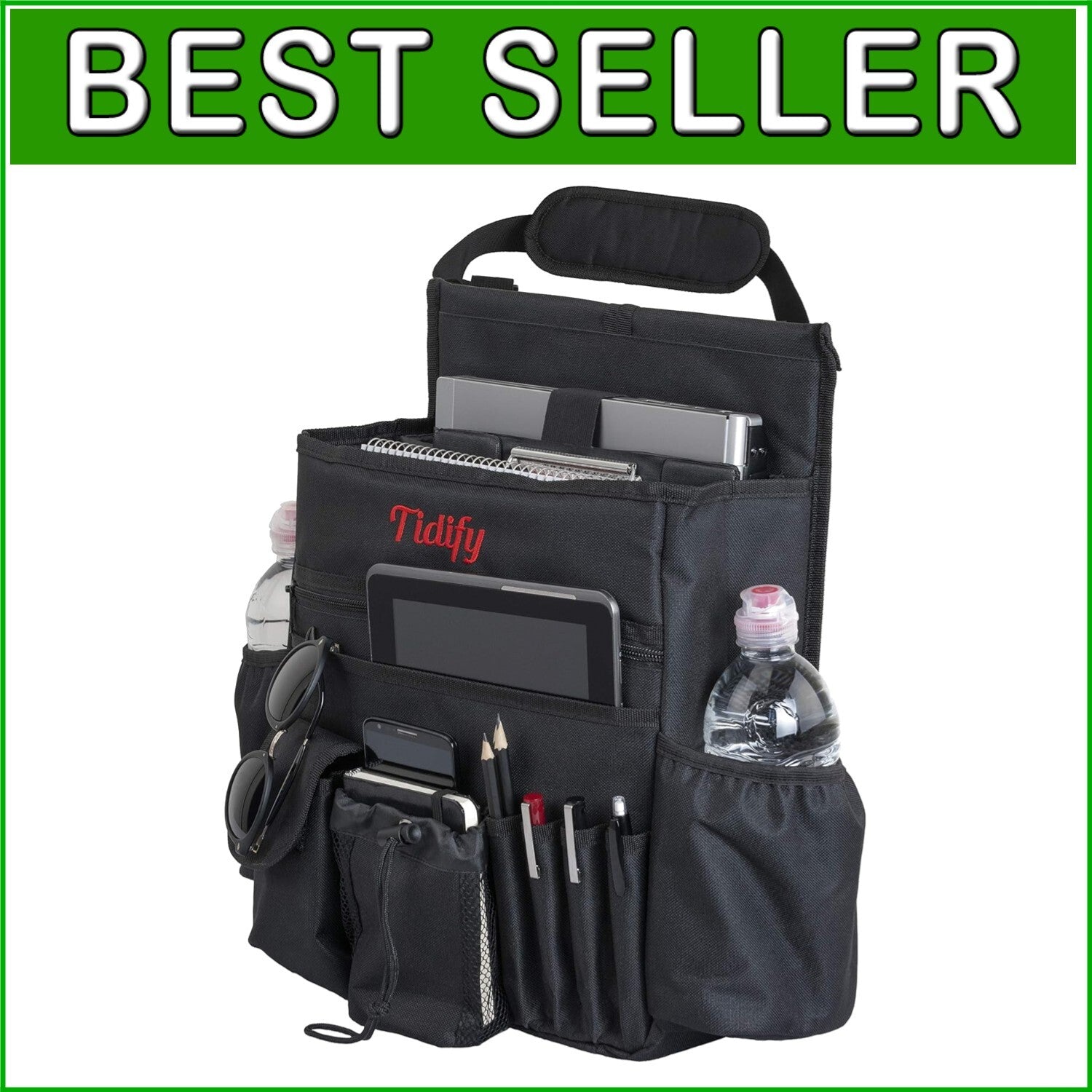 2023 Car Front Seat Organizer with Tablet Storage & Comfort Shoulder Strap