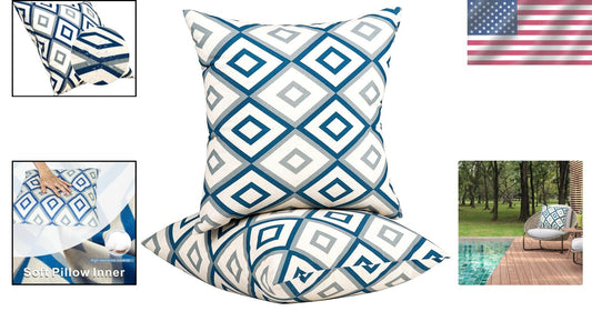 Durable Outdoor Pillows 18x18 - Waterproof and Machine Washable Set of 2