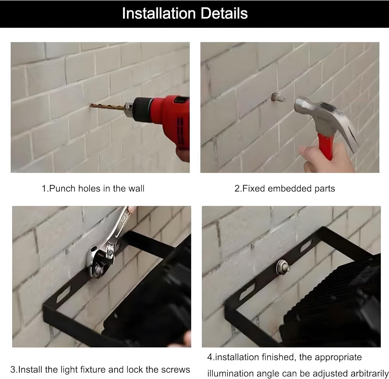 Versatile 4-Pack 250W Outdoor LED Work Lights - Waterproof with Adjustable Mount