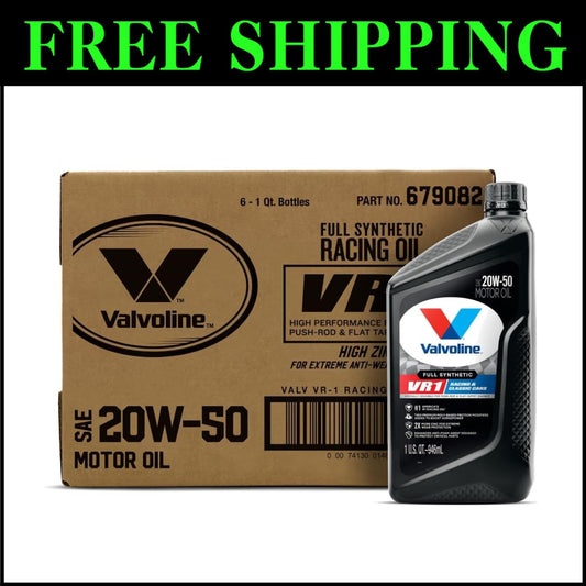 Full Synthetic 20W-50 Racing Motor Oil Case of 6 Quarts for High Performance