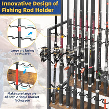 Load image into Gallery viewer, Professional Fishing Gear Storage on Wheels - 16 Rod Holder with Rubber Support