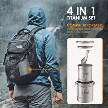 Load image into Gallery viewer, Durable Titanium Camping Cookware with 450ml Coffee Mug &amp; Collapsible Spork