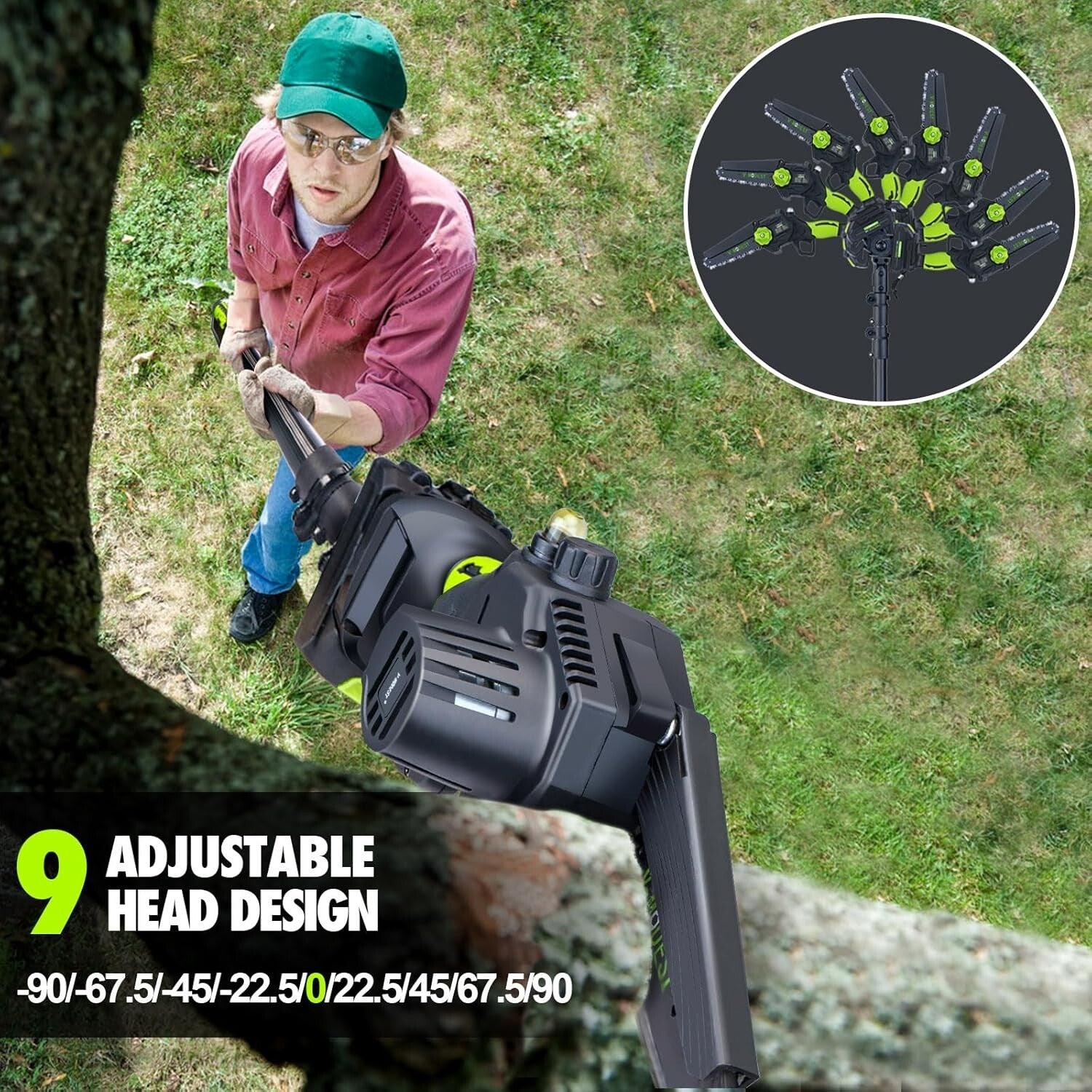 Efficient 6-Inch Battery-Powered Pole Saw with Auto Lubrication & Dual Batteries